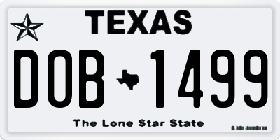 TX license plate DOB1499