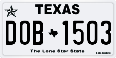 TX license plate DOB1503