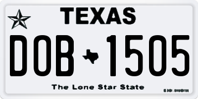 TX license plate DOB1505