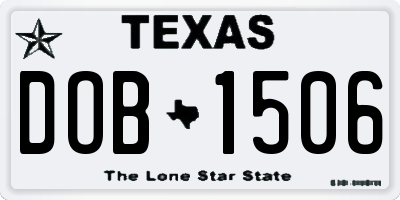 TX license plate DOB1506