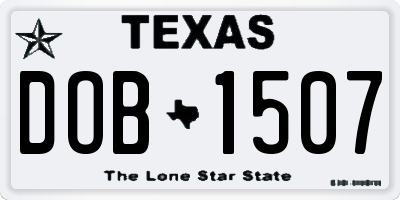 TX license plate DOB1507