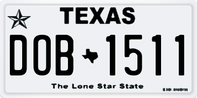 TX license plate DOB1511