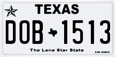 TX license plate DOB1513
