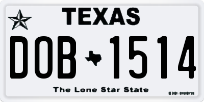 TX license plate DOB1514