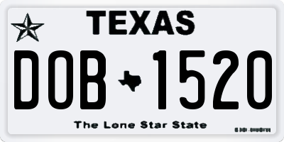 TX license plate DOB1520