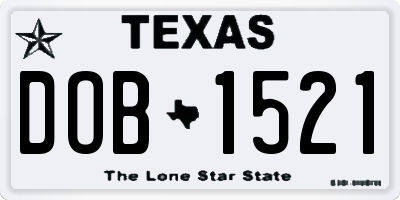 TX license plate DOB1521