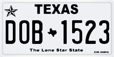 TX license plate DOB1523