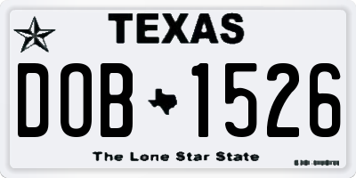TX license plate DOB1526