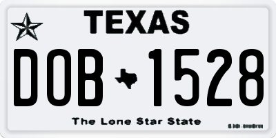 TX license plate DOB1528