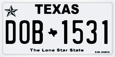 TX license plate DOB1531