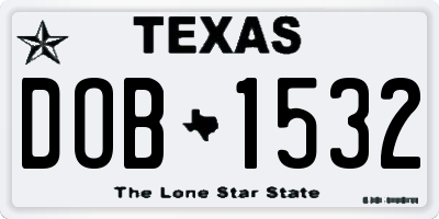 TX license plate DOB1532