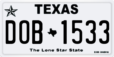 TX license plate DOB1533