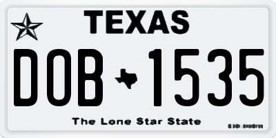 TX license plate DOB1535