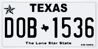 TX license plate DOB1536
