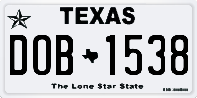 TX license plate DOB1538