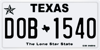 TX license plate DOB1540