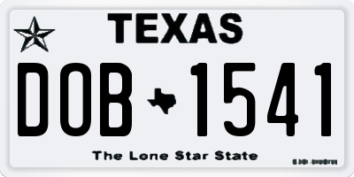 TX license plate DOB1541