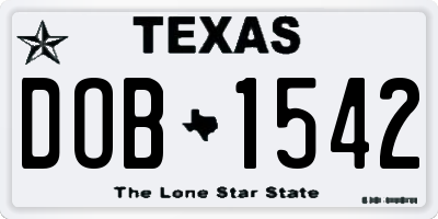 TX license plate DOB1542