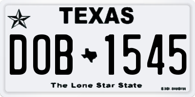 TX license plate DOB1545