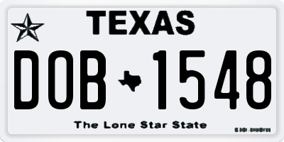 TX license plate DOB1548