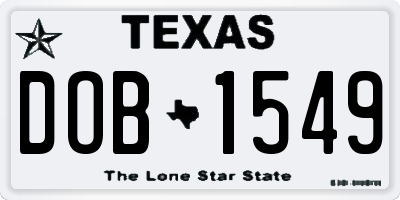 TX license plate DOB1549