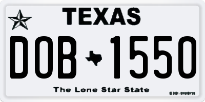 TX license plate DOB1550