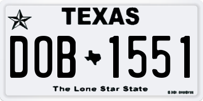 TX license plate DOB1551