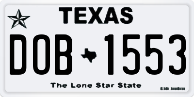 TX license plate DOB1553