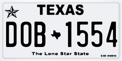 TX license plate DOB1554