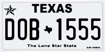 TX license plate DOB1555
