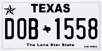 TX license plate DOB1558