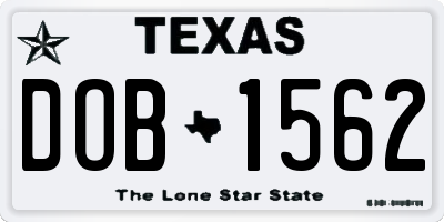 TX license plate DOB1562