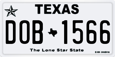 TX license plate DOB1566