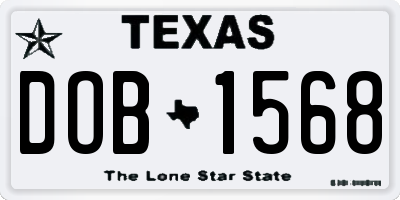 TX license plate DOB1568