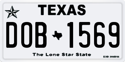 TX license plate DOB1569