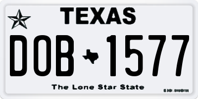 TX license plate DOB1577