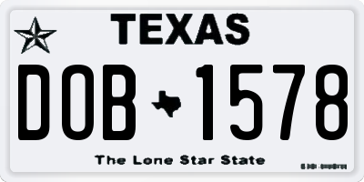 TX license plate DOB1578