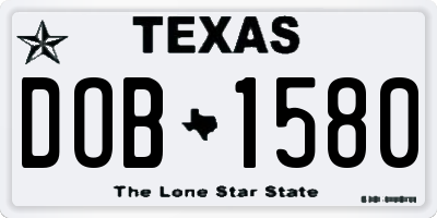 TX license plate DOB1580