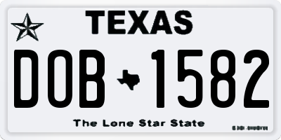 TX license plate DOB1582