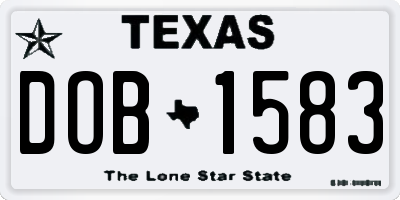 TX license plate DOB1583