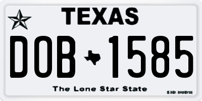 TX license plate DOB1585