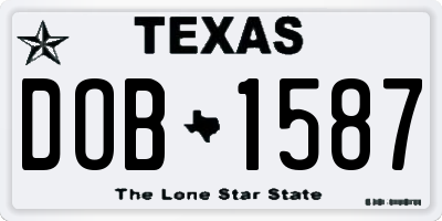 TX license plate DOB1587