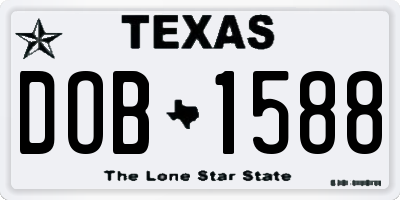 TX license plate DOB1588