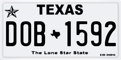 TX license plate DOB1592
