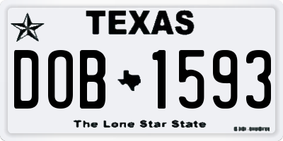 TX license plate DOB1593