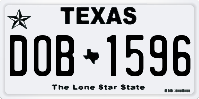 TX license plate DOB1596