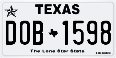 TX license plate DOB1598