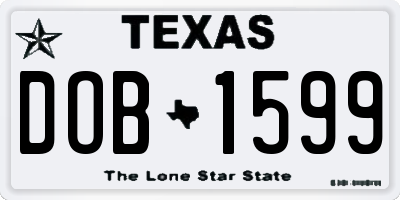 TX license plate DOB1599