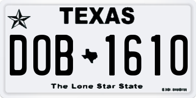 TX license plate DOB1610