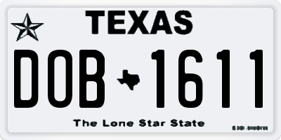TX license plate DOB1611